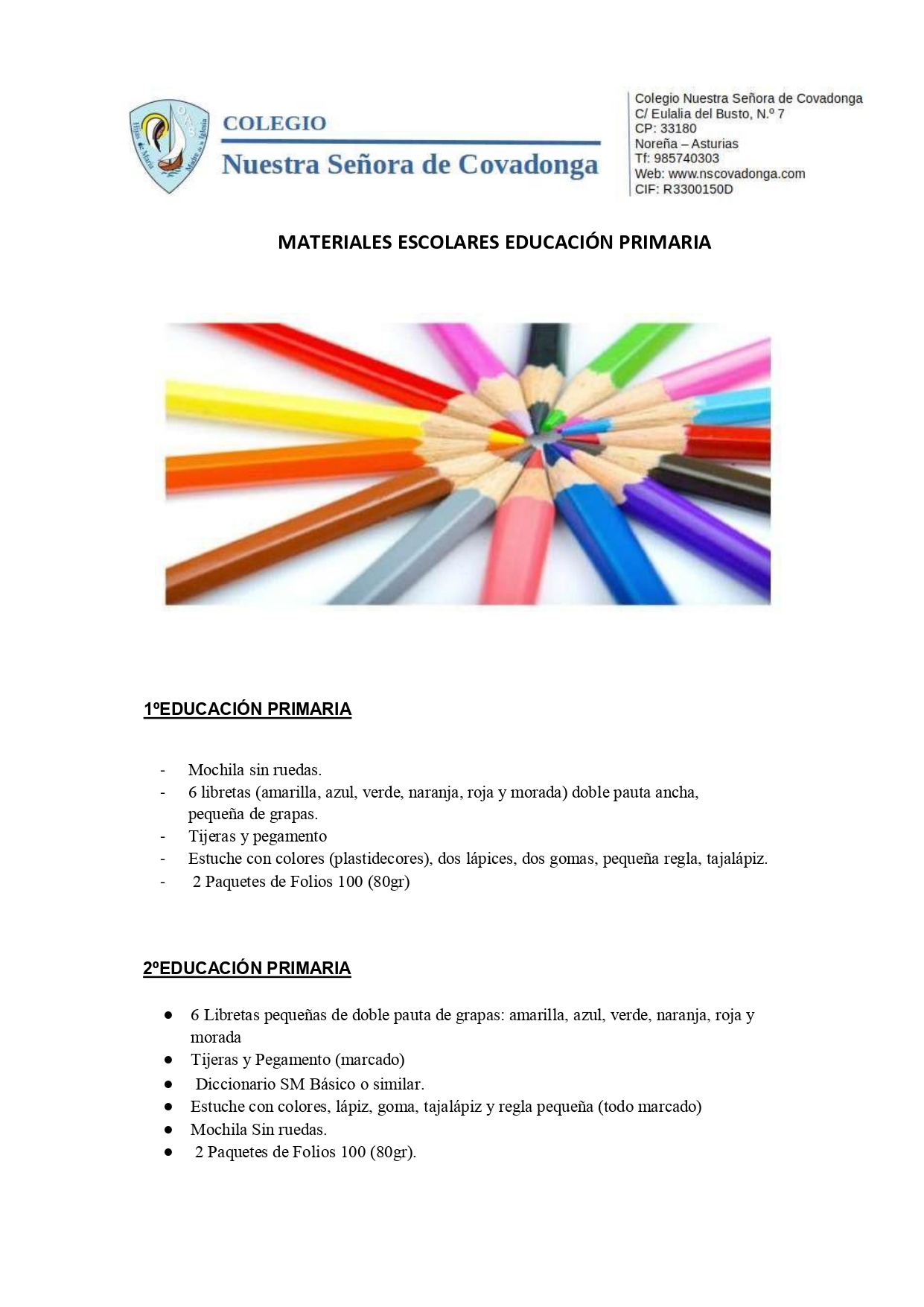 MATERIAL ESCOLAR (EDUCACIÓN PRIMARIA)